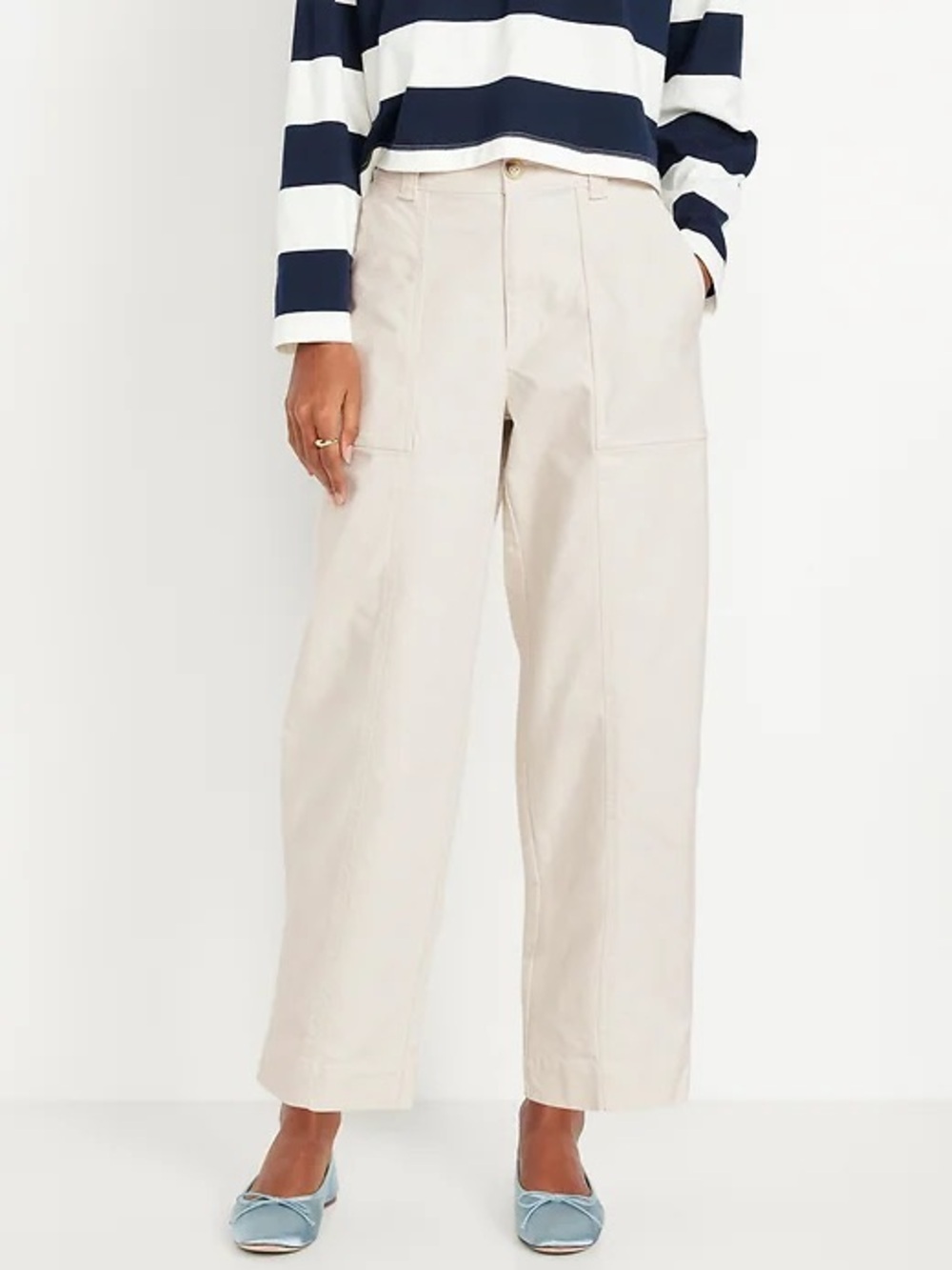 Old Navy High-Waisted Canvas Barrel Ankle Pants Size 14 - Picture 3 of 11